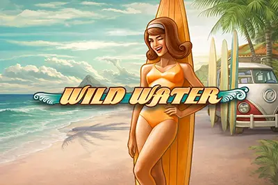 игровой автомат Wild Water с серфинг тематикой и логотипом игры